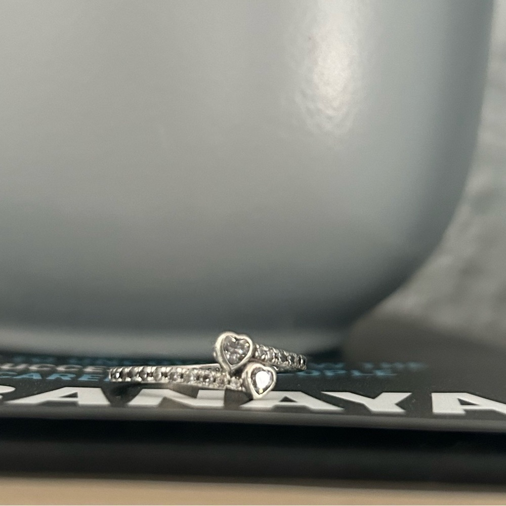 Two Sparkling Hearts Ring 7.5